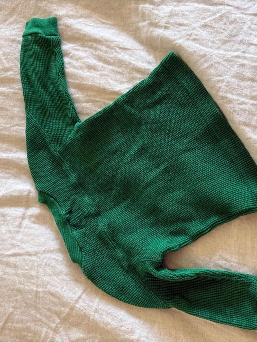 Ralph Lauren Emerald Green Waffle Thermal Crewneck for Kids